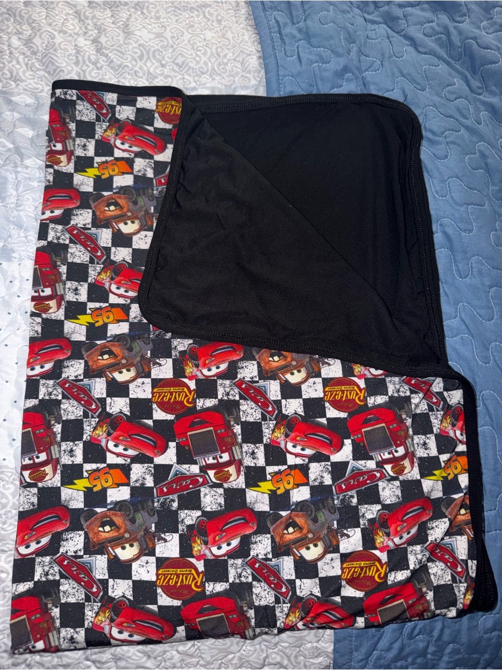 Double Layer Bamboo Cars Black & Red Kids Blanket - NEW